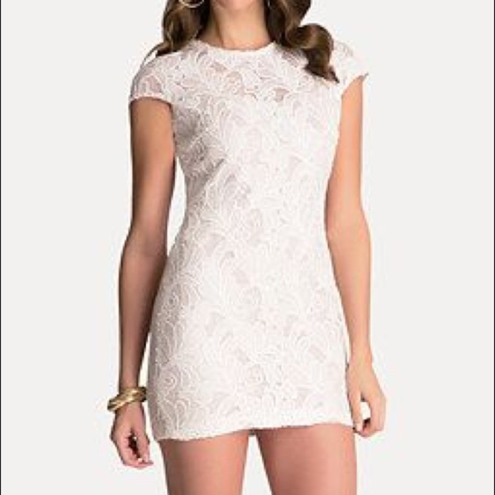 BEBE Floral Lace Sequin Mini Dress Size 0